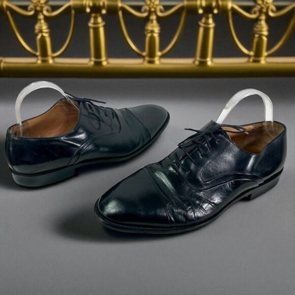 Johnston & Murphy Men's 10M 10 Black Leather Cellini Lace Up Dress Shoes *READ - Picture 1 of 7